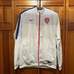 Nike White Jacket with Blue and Red Details